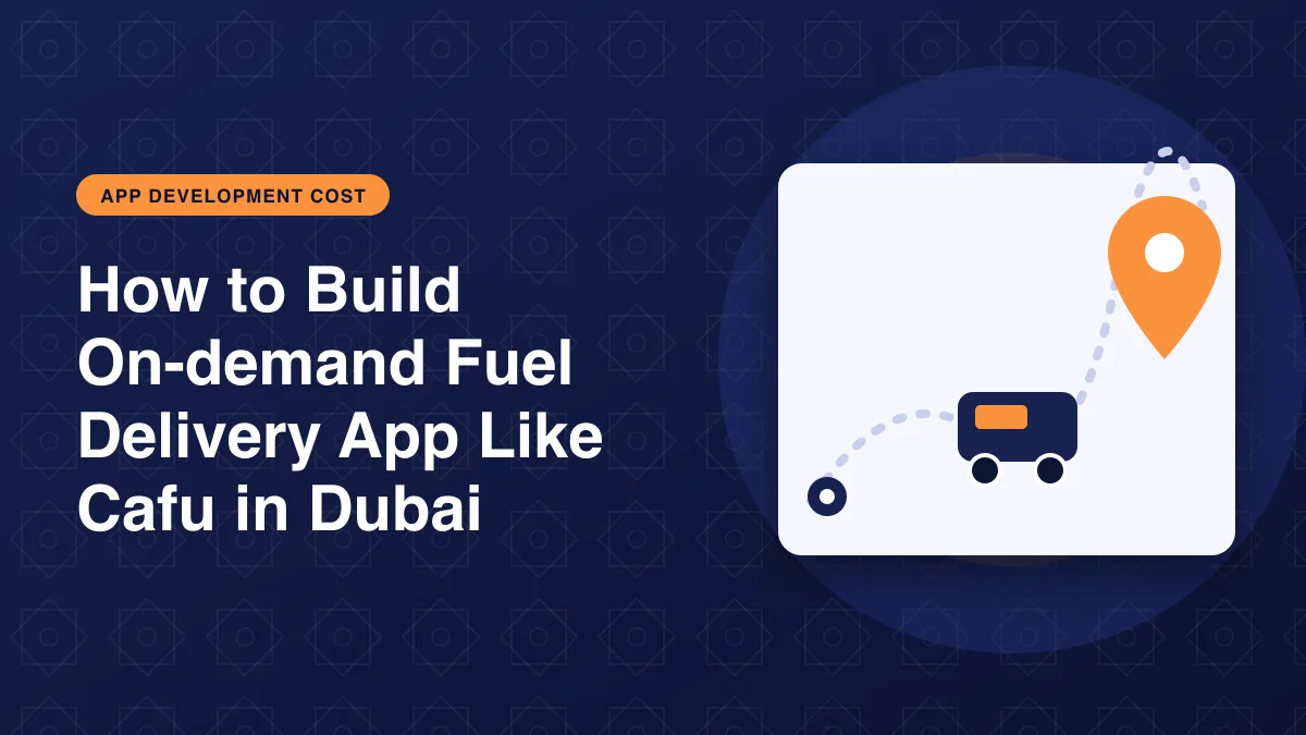Illustration of a location pin with a route for the article: How to Build On-demand Fuel Delivery App Like Cafu in Dubai?