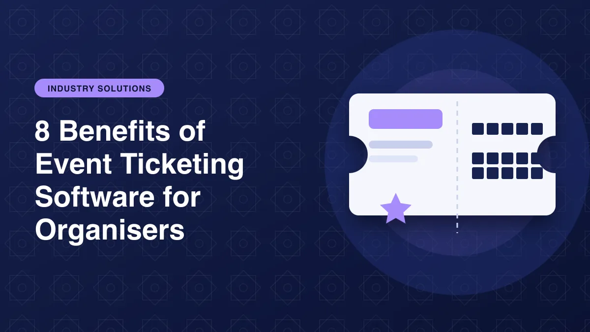 Illustration of an event ticket with a QR code for the article: 8 Benefits of Event Ticketing Software for Organisers