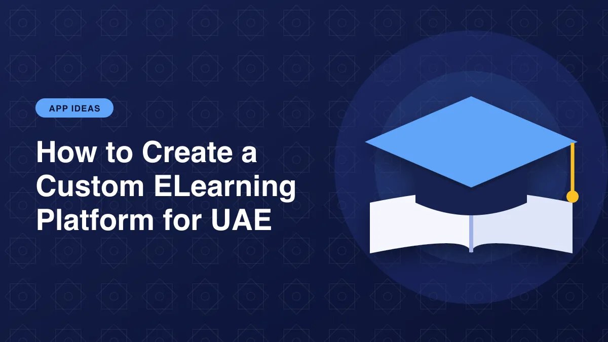 Illustration of a graduation cap on an open book for the article: How to Create a Custom ELearning Platform for UAE?