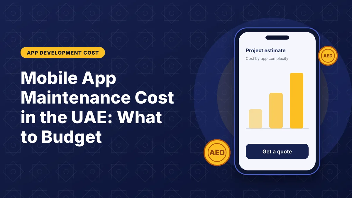 رسم لهاتف ذكي وقائمة تحقق لمقال: تكلفة صيانة تطبيق الجوال في الإمارات