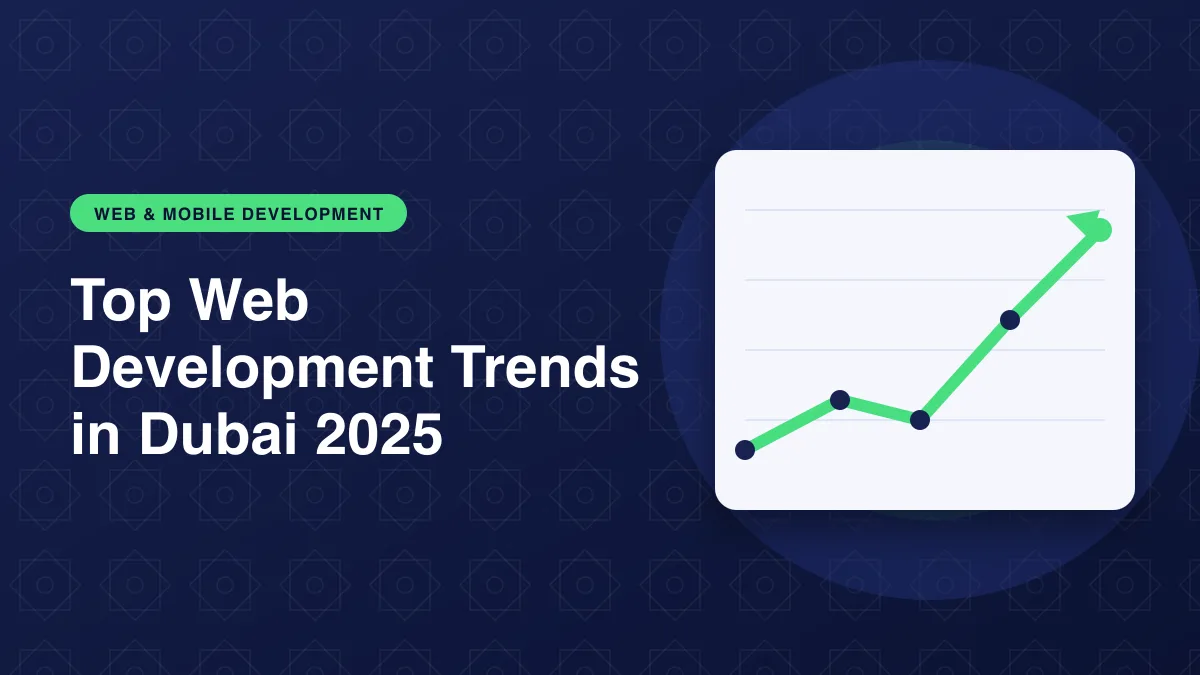Illustration of a rising trend line chart for the article: Top Web Development Trends in Dubai 2025